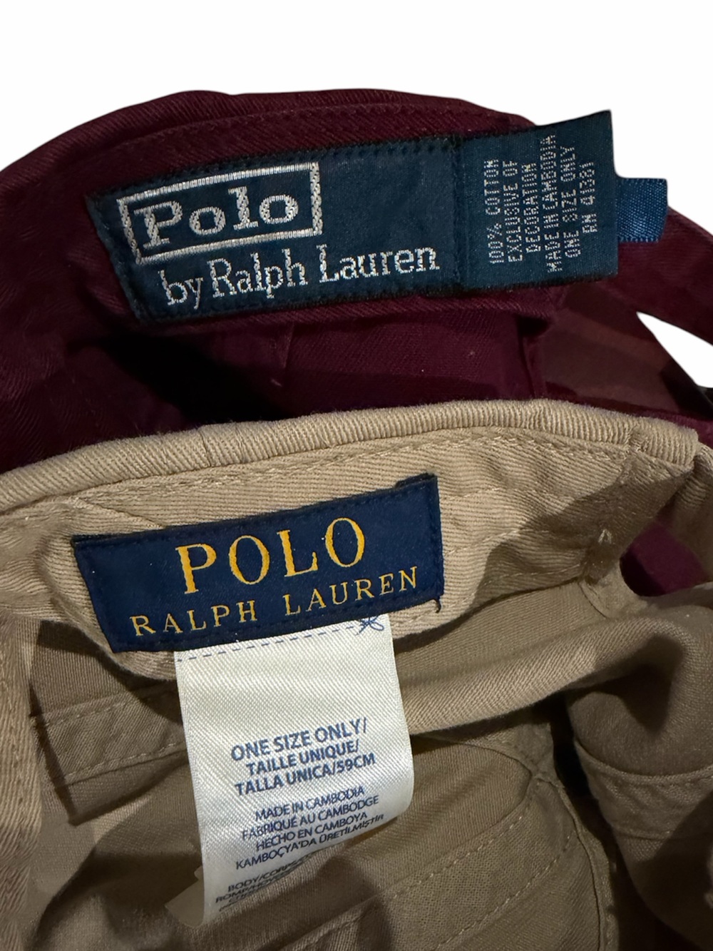 Polo by Ralph Lauren Beige & Burgundy Classic Pony Baseball Caps — Two-Pack - Picture 4 of 5